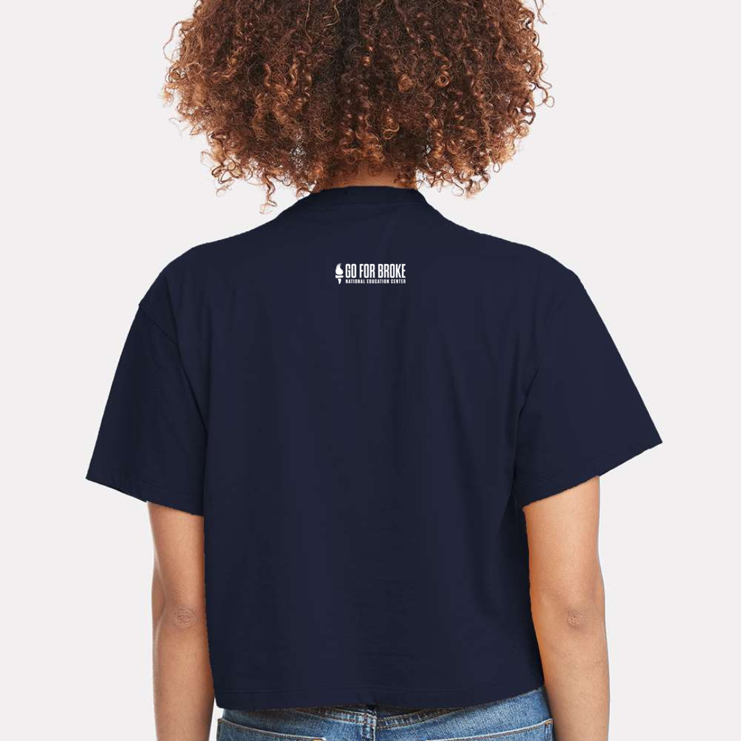 Living the Nisei Dream Women's Navy Crop Tee